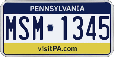 PA license plate MSM1345