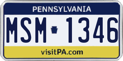 PA license plate MSM1346
