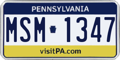 PA license plate MSM1347