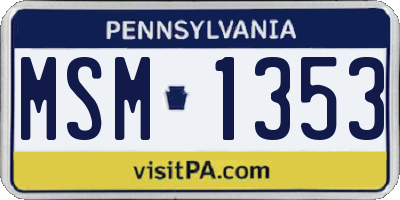 PA license plate MSM1353