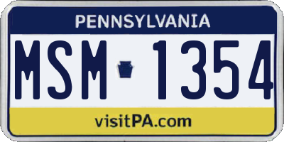 PA license plate MSM1354