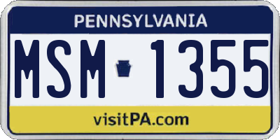 PA license plate MSM1355
