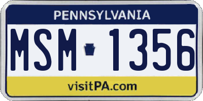 PA license plate MSM1356