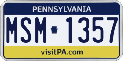 PA license plate MSM1357