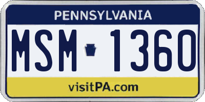 PA license plate MSM1360