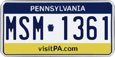 PA license plate MSM1361