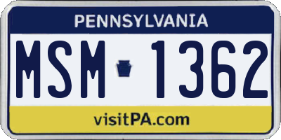 PA license plate MSM1362