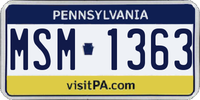 PA license plate MSM1363