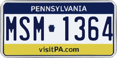 PA license plate MSM1364