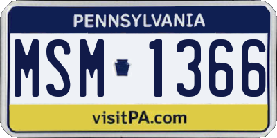 PA license plate MSM1366