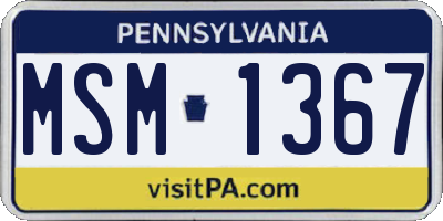 PA license plate MSM1367