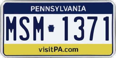 PA license plate MSM1371