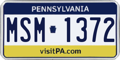 PA license plate MSM1372