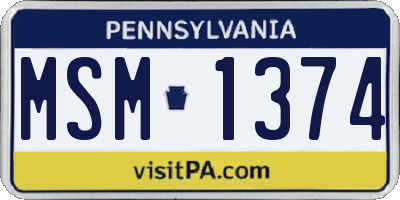 PA license plate MSM1374