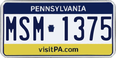PA license plate MSM1375