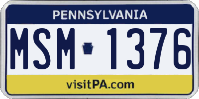 PA license plate MSM1376