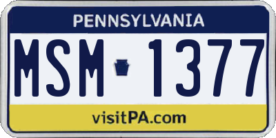 PA license plate MSM1377