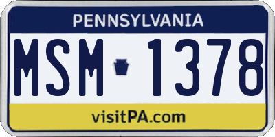 PA license plate MSM1378