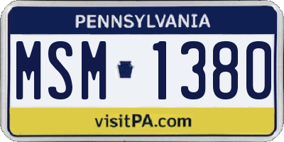 PA license plate MSM1380