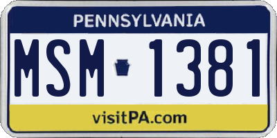PA license plate MSM1381