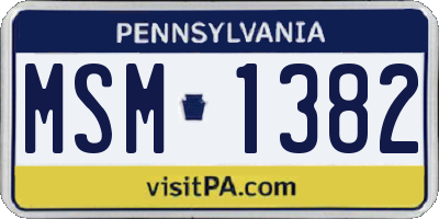 PA license plate MSM1382