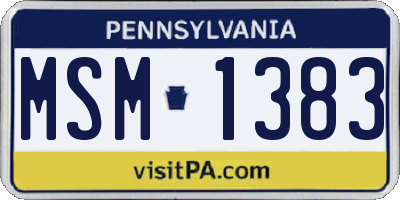 PA license plate MSM1383
