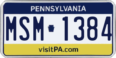 PA license plate MSM1384