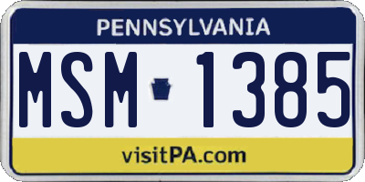 PA license plate MSM1385