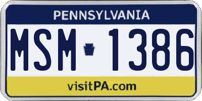 PA license plate MSM1386