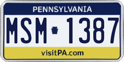 PA license plate MSM1387
