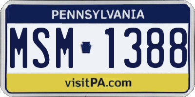 PA license plate MSM1388
