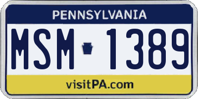 PA license plate MSM1389