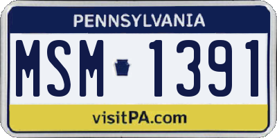 PA license plate MSM1391