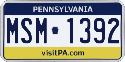 PA license plate MSM1392