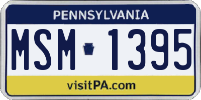 PA license plate MSM1395