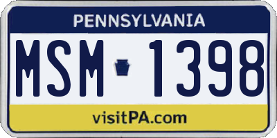 PA license plate MSM1398