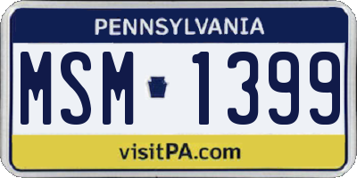 PA license plate MSM1399