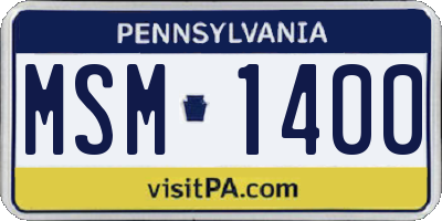 PA license plate MSM1400