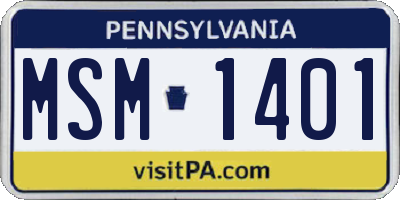 PA license plate MSM1401