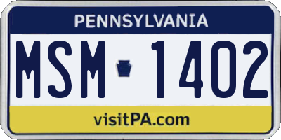 PA license plate MSM1402