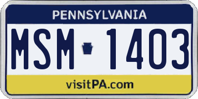 PA license plate MSM1403