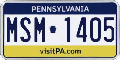 PA license plate MSM1405