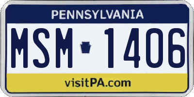 PA license plate MSM1406