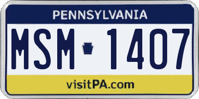 PA license plate MSM1407