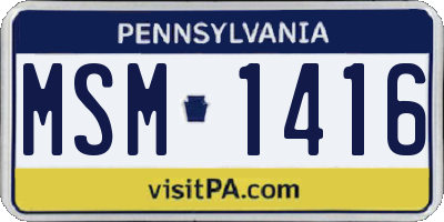 PA license plate MSM1416