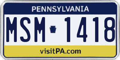 PA license plate MSM1418
