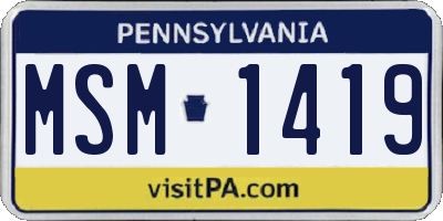 PA license plate MSM1419