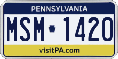 PA license plate MSM1420