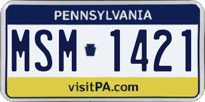 PA license plate MSM1421