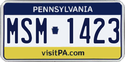 PA license plate MSM1423